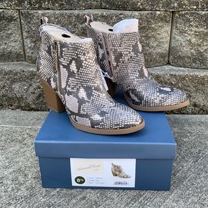 Snakeskin booties